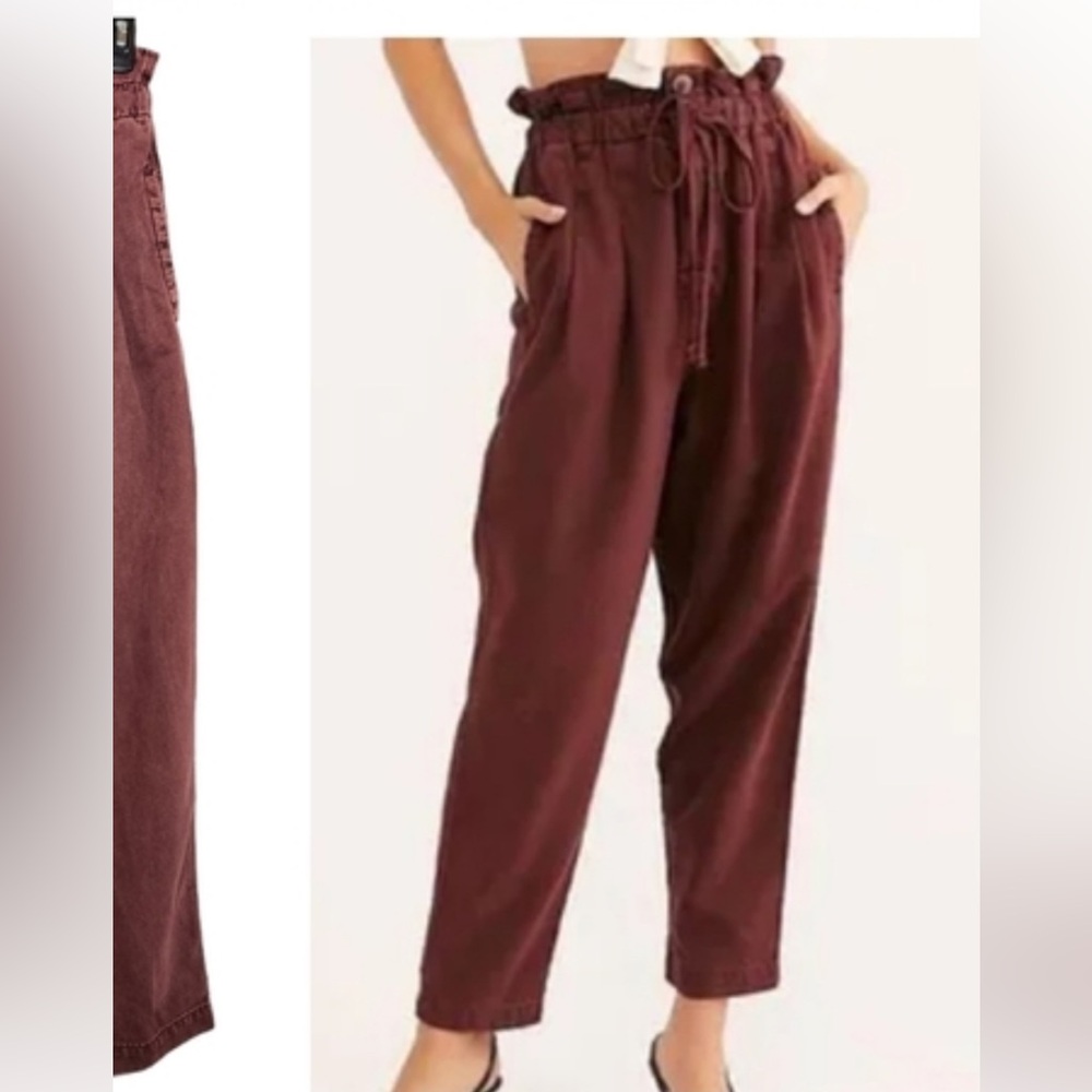 Free People paper bag stretch waist tapered pants